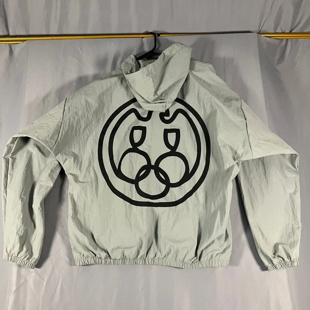 Yeezy Bully Mens‎ Grey Hooded Lightweight Zip Jacket Size 2 Kanye Ye Windbreaker